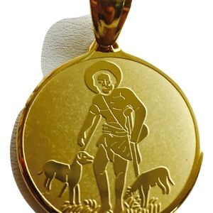 ✨Medalla de San Lázaro en Acero Inoxidable con Baño de Oro✨24mm de Diámetro.